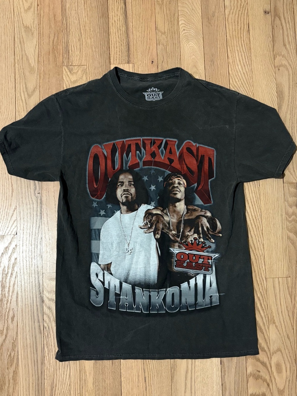 OutKast Stankonia T Shirt Small Black Washed André 3000 Big Boi Tracklist Tee